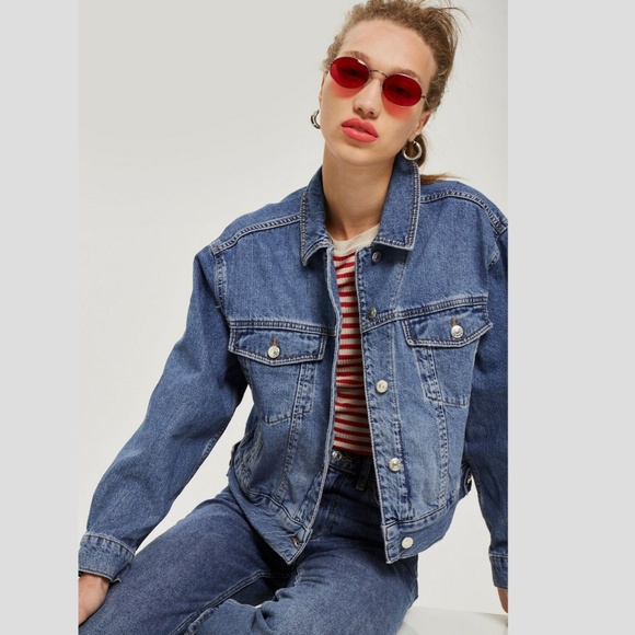 Topshop Medium Wash Denim Jacket - Picture 3 of 3